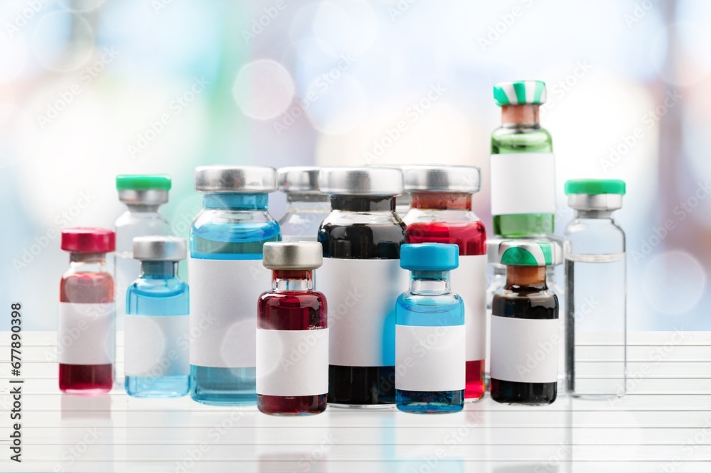 Pharmacy prescription drugs medication in bottles