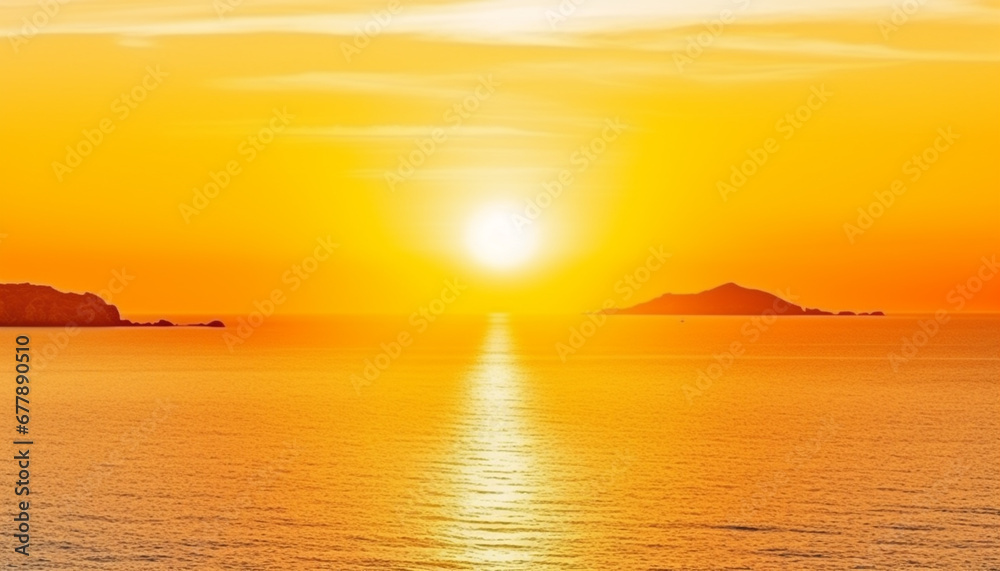 Vibrant sunset over tranquil water, a perfect summer vacation destination generated by AI