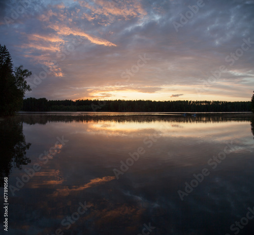Baltis Lake Vertical Panorama During The Sunset