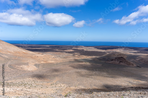 View of the volcanos and the atlantic ocean in Lanzarote  canaries  spain