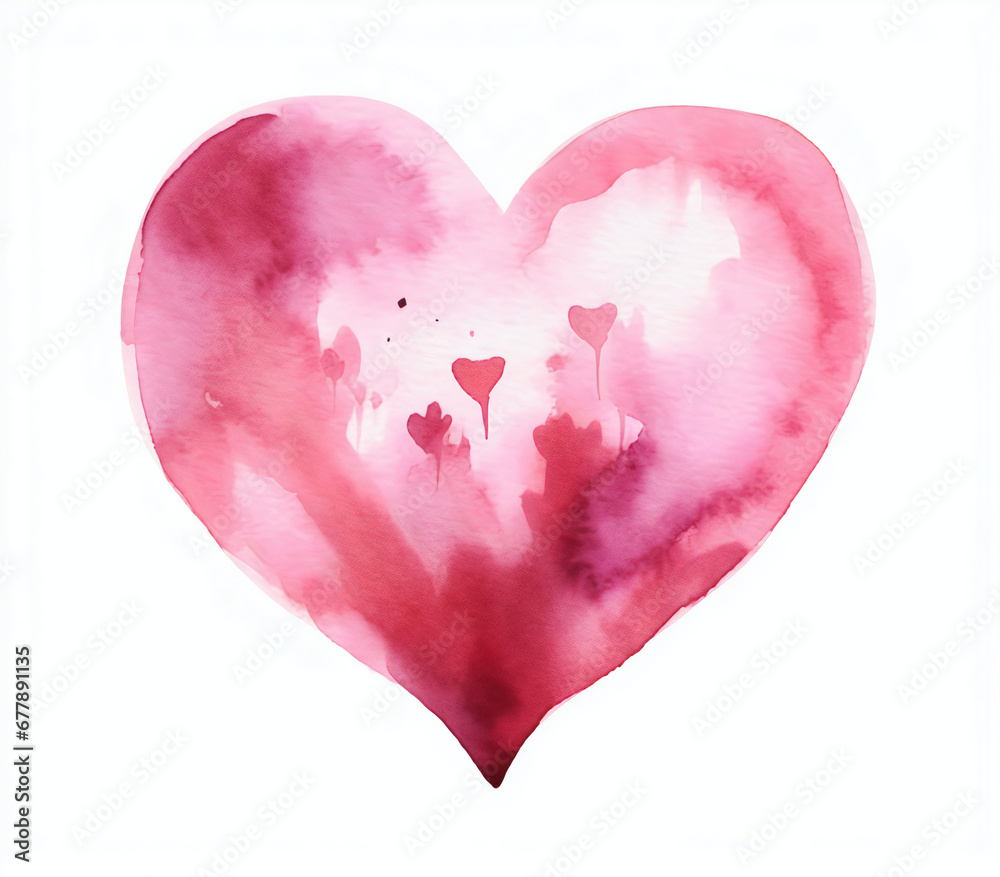 Watercolour heart isolated on white background, generative AI