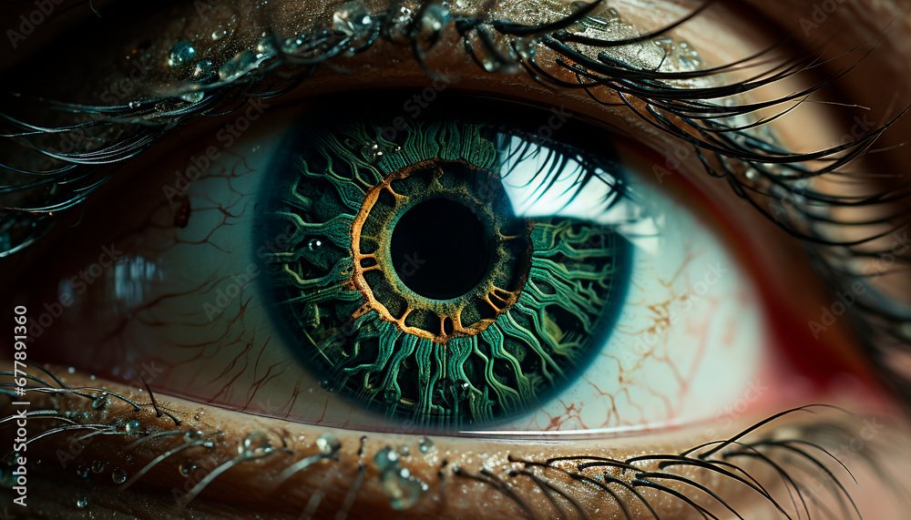 The human eye, a close up of beauty, watching and reflecting generated by AI