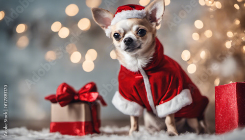 chihuahua in santa claus hat © The A.I Studio