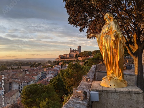 Scenic view of the city from the gardens of the Saint-Jacques church in Beziers photo