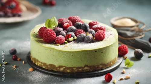 Matcha Red Bean Cheesecake Natural Color , Background For Banner, HD