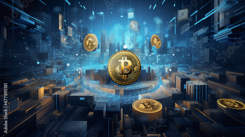 Expansion and raise of cryptocurrency, integrating Ethereum and Bitcoin. Concept of crypto