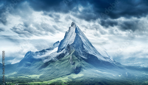 Majestic mountain range  panoramic beauty in nature  awe inspiring landscape generated by AI