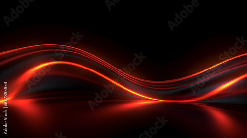A fire red light wave on black background, isolation a light flame on dark backdrop, 