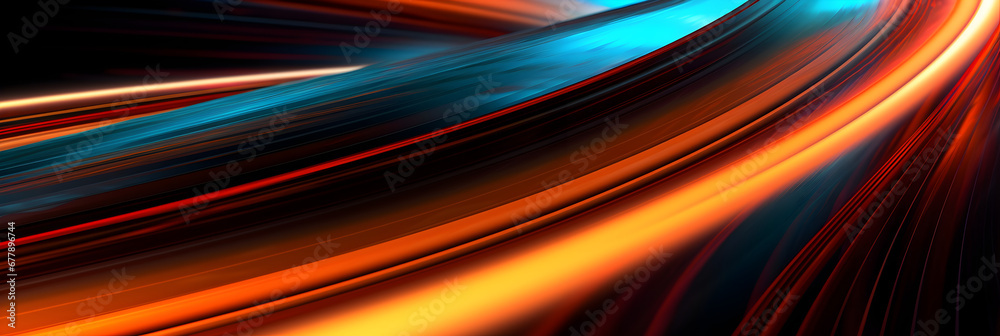 A Vibrant colored light tails waves background with blue and orange streaking lights, modern light art backdrop design, dynamic illumination of the beauty technology A Vibrant colored light tails waves background with blue and orange streaking lights, modern light art backdrop design, dynamic illumination of the beauty technology