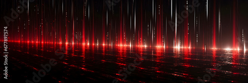 Red light tail rain scene, neon light creation glowing red rainy wet floor wallpaper