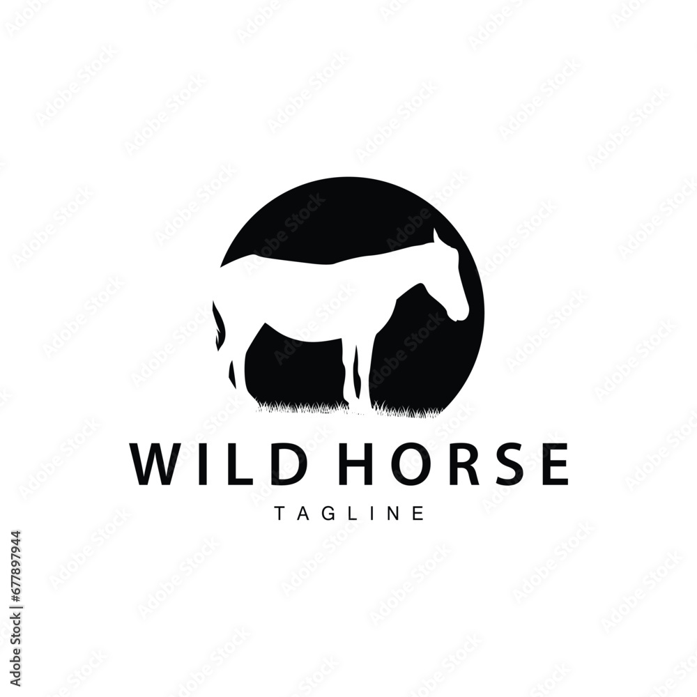 Wild Horse Logo Farm Design Silhouette Simple Vector Illustration Template Wild Horse Logo Farm Design Silhouette Simple Vector Illustration Template