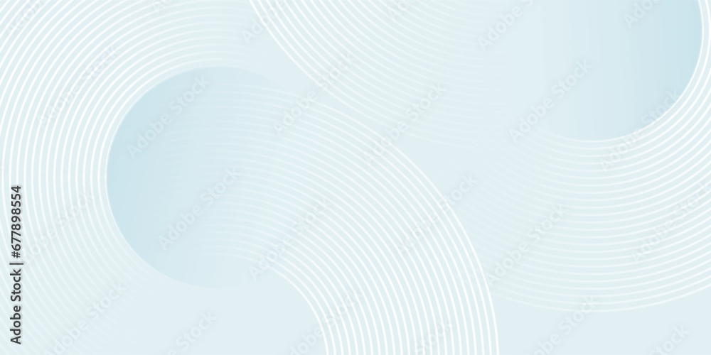 Fototapeta premium White abstract background with geometric shapes. Modern circle lines pattern. Minimal geometric design. Futuristic technology concept. Horizontal banner template