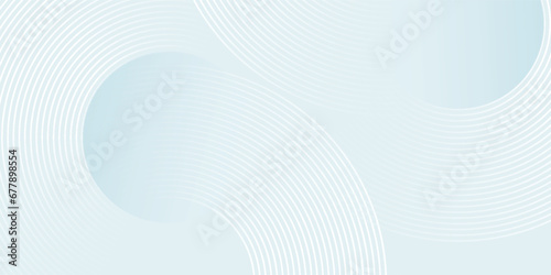 White abstract background with geometric shapes. Modern circle lines pattern. Minimal geometric design. Futuristic technology concept. Horizontal banner template