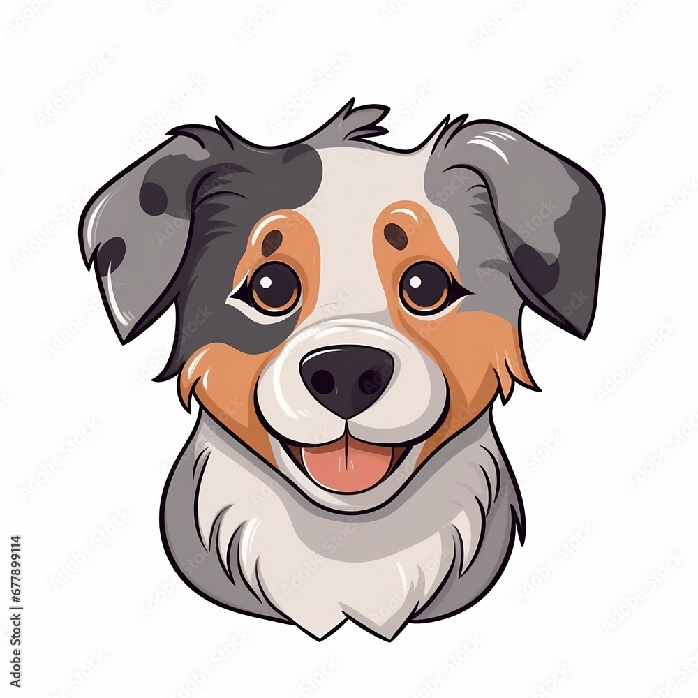 Austrailian Shepard Clipart Face, Cutout Austrailian Shepard Clipart Face, Cutout