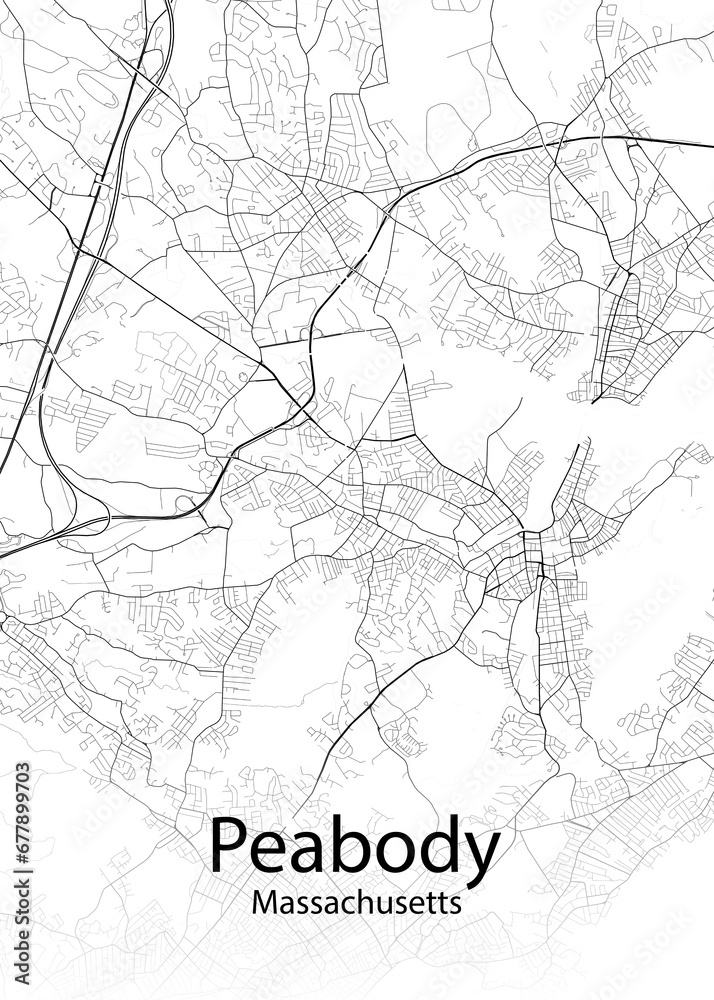 Peabody Massachusetts minimalist map