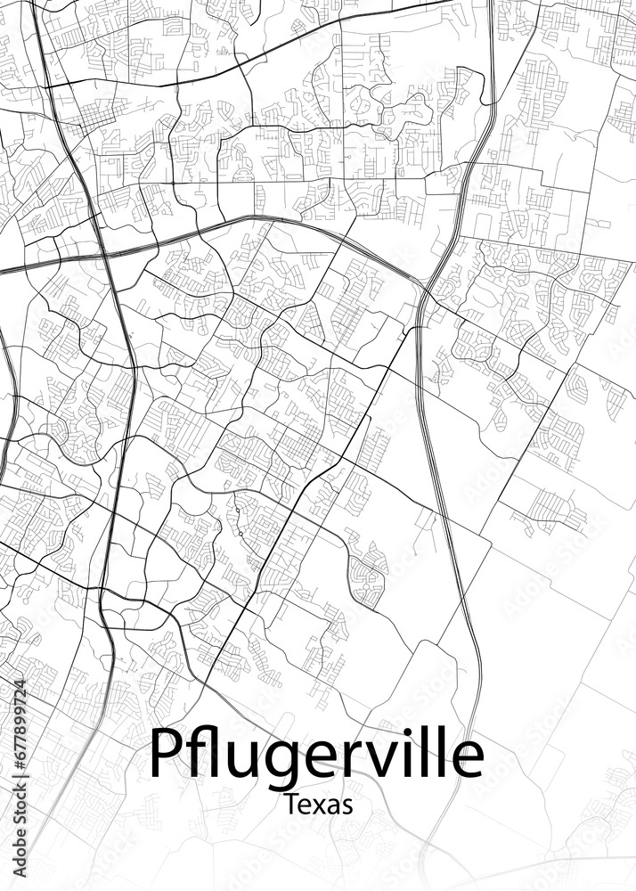 Pflugerville Texas minimalist map