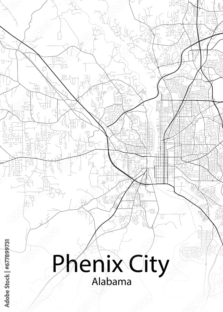 Phenix City Alabama minimalist map