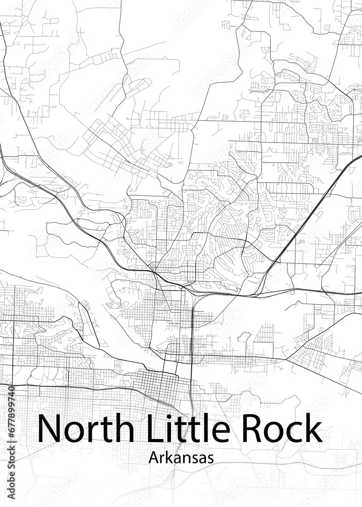 North Little Rock Arkansas minimalist map