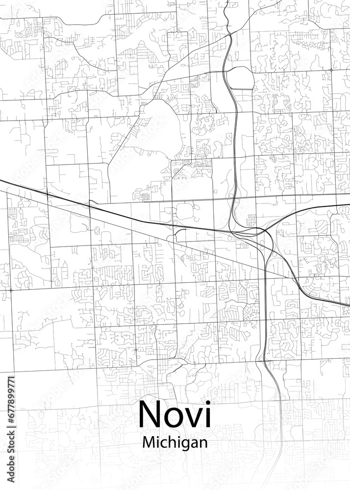 Novi Michigan minimalist map