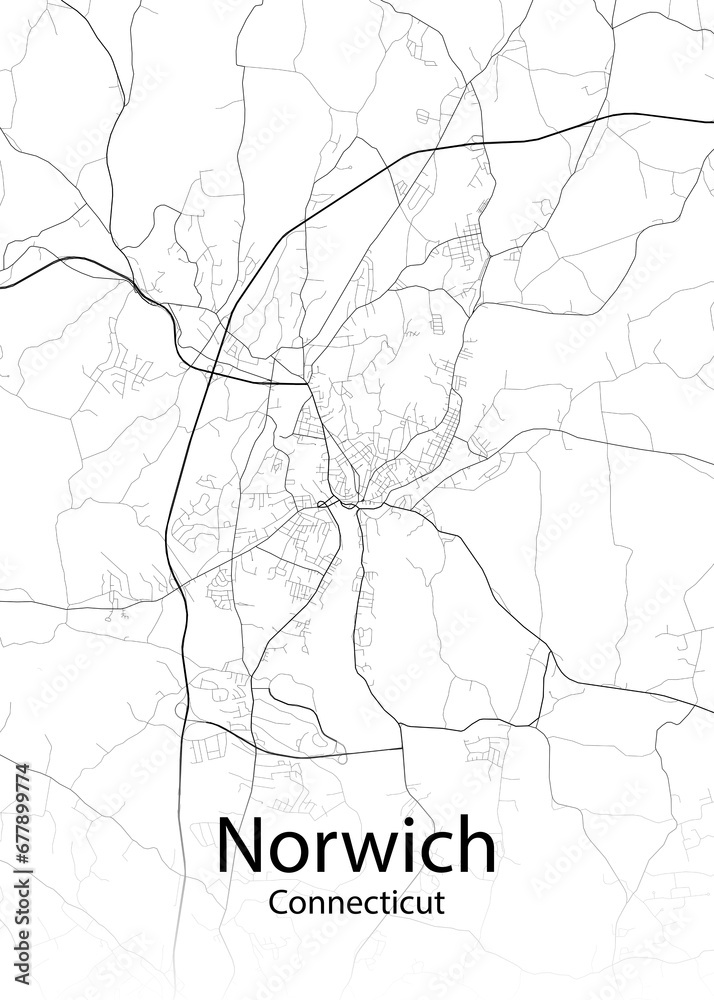 Norwich Connecticut minimalist map