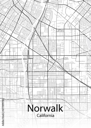 Norwalk California minimalist map