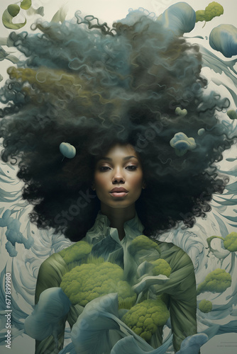 Afrofé: Celebrando a Cultura e a Beleza em uma Ilustração Cativante, IA Generativa