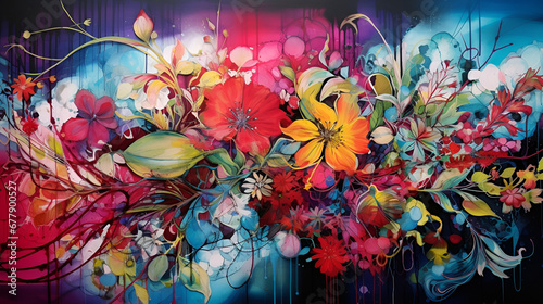 Abstract Floral Decoupage cyber graffiti