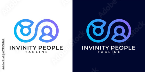 Infinity people logo design vector template. Two people collaboration family community logo. Business people logo design. Vector illustration design template.