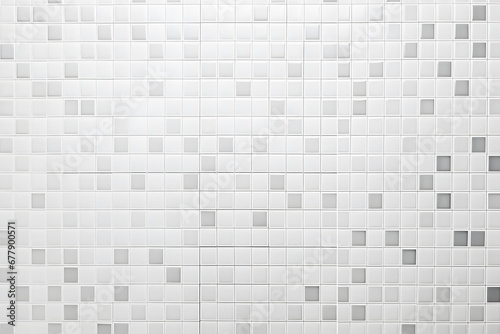 White tile checkered background bathroom floor texture. Ceramic wall and floor tiles mosaic background in bathroom.