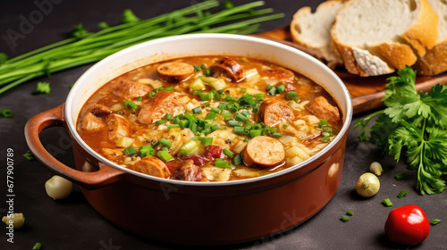 Chicken And Sausage Gumbo Natural Colors   Background For Banner  HD