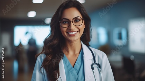 Beautiful female doctor smiling at the camera