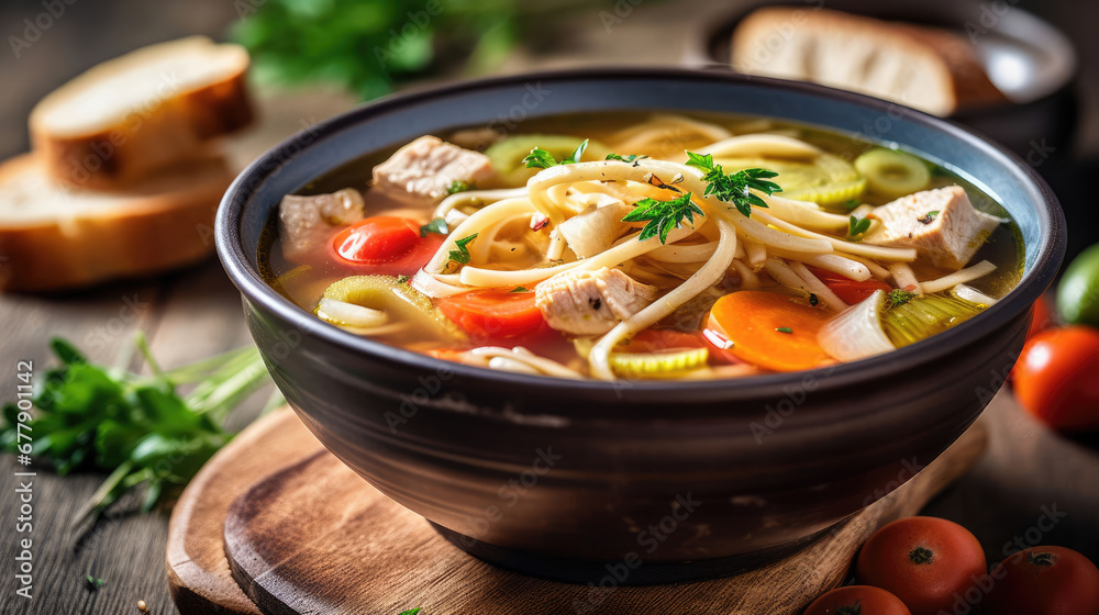Chicken Noodle Soup Natural Colors, Background For Banner, HD