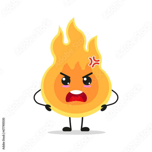 Cute furious fire character. Temperament flame cartoon emoticon in flat style. closet vector illustration