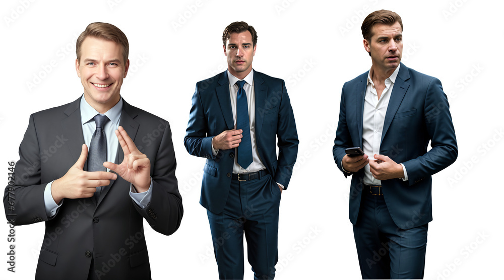 Businessmen, set, isolated, transparent background, in different poses, a businessman gesturing, walking forward, thoughtful, holding a phone in his hands, in a suit, jacket, tie, politician, png Businessmen, set, isolated, transparent background, in different poses, a businessman gesturing, walking forward, thoughtful, holding a phone in his hands, in a suit, jacket, tie, politician, png