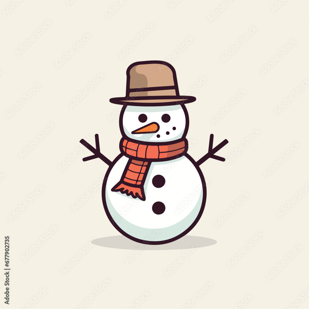 Snowman in cartoon, doodle style. 2d vector illustration in logo, icon style. AI Generative