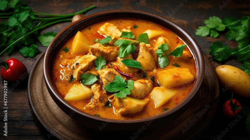 Chicken And Potato Curry Natural Colors  , Background For Banner, HD