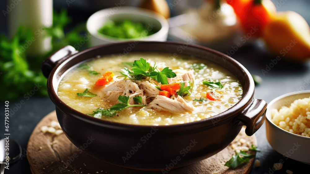 Chicken And Rice Soup Natural Colors, Background For Banner, HD