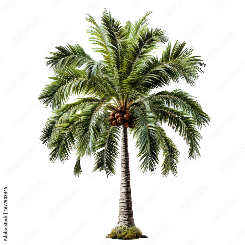 Fototapeta premium 3d illustration single palm tree, transparent background