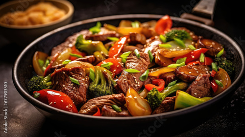 Beef And Vegetable Stir Fry Natural Color, Background For Banner, HD