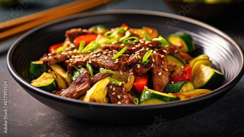 Beef And Zucchini Stir Fry Natural Color , Background For Banner, HD