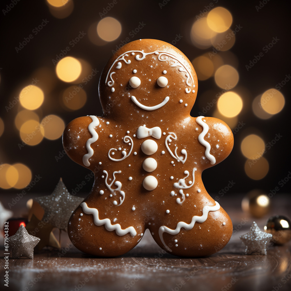 A joyful gingerbread man emote set against a neutral background. The gingerbread man sports a big smile and festive decorations. A joyful gingerbread man emote set against a neutral background. The gingerbread man sports a big smile and festive decorations.