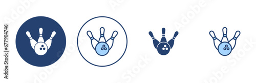 Bowling icon vector. bowling ball and pin sign and symbol.