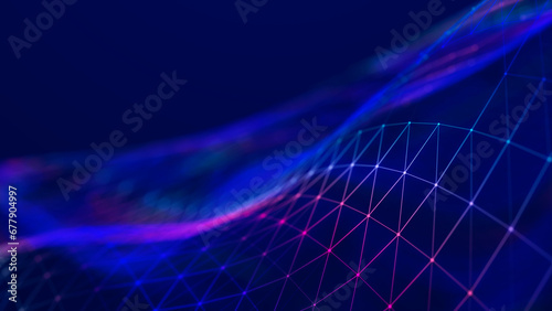Cuadro en lienzo Abstract polygonal space with connecting dots and lines