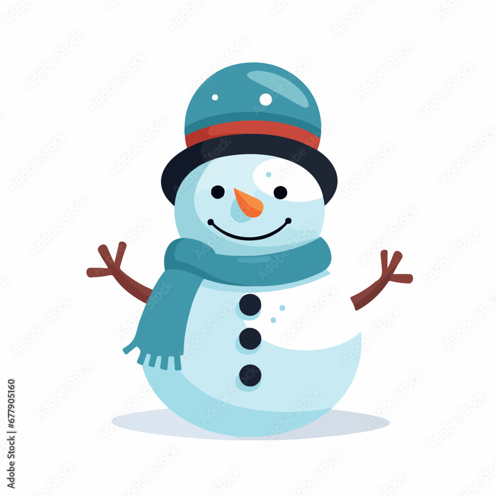 Snowman in cartoon, doodle style. 2d vector illustration in logo, icon style. AI Generative