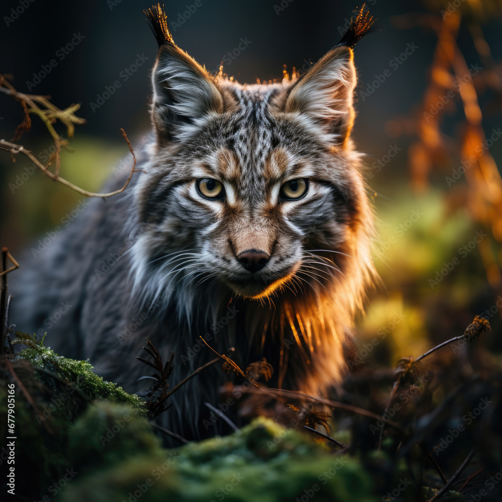 A Rare Lynx Is Prowling Through A Dense Forest, Background For Banner, HD A Rare Lynx Is Prowling Through A Dense Forest, Background For Banner, HD