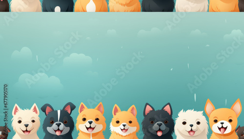 Pastel puppy pattern with contrasting smooth lines and flat illustrations.