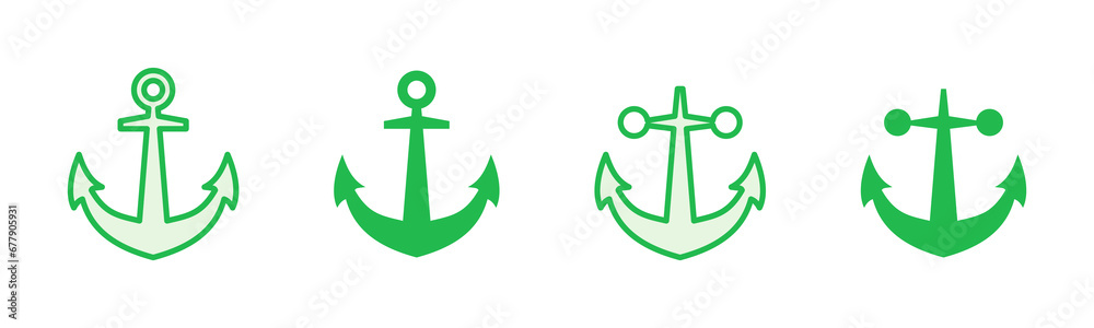 Anchor icon set. Anchor symbol logo. Anchor marine icon. Anchor icon set. Anchor symbol logo. Anchor marine icon.