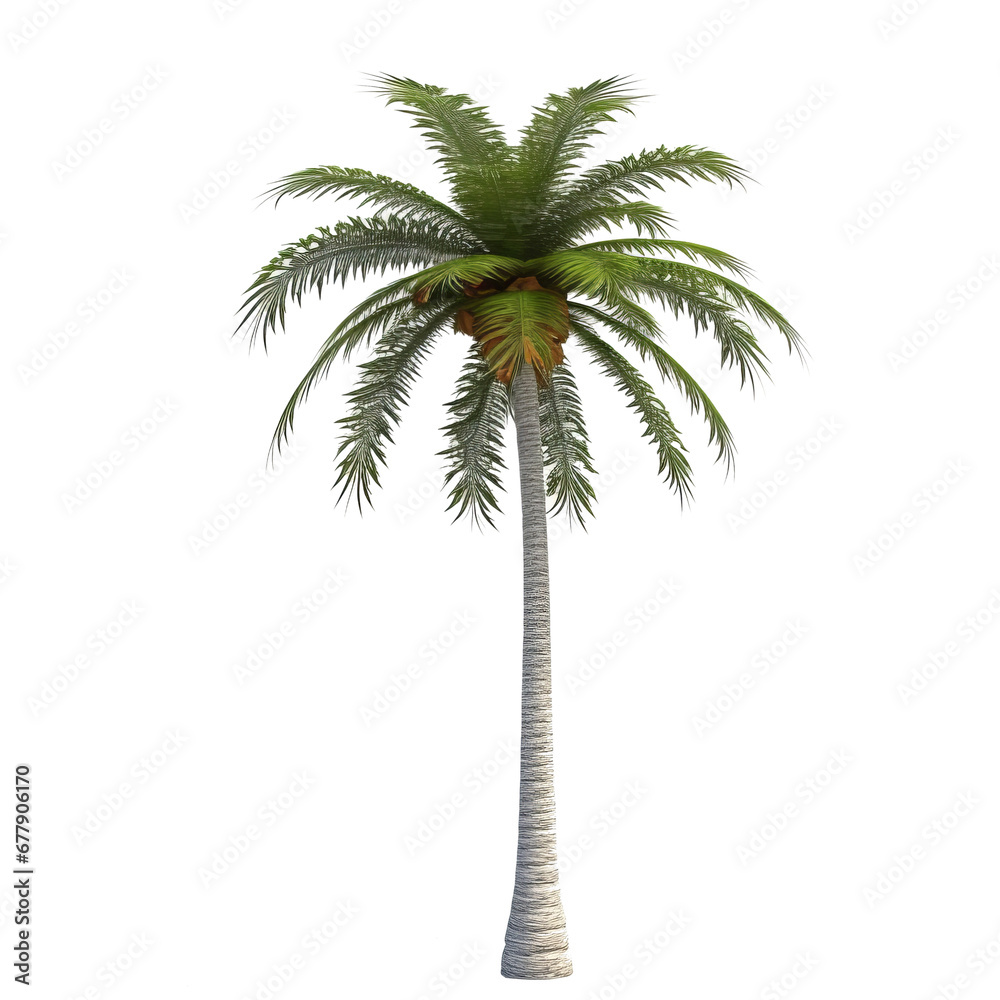 Obraz premium 3d illustration single palm tree, transparent background