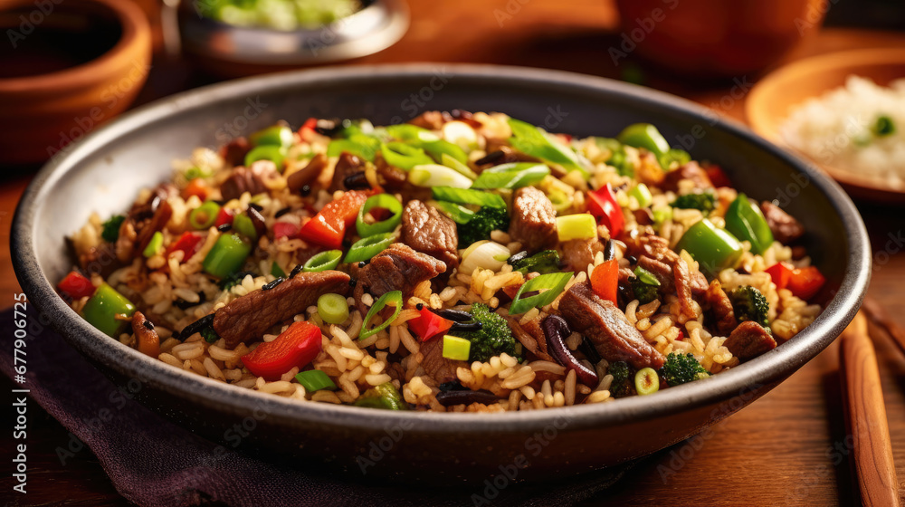 Beef And Black Bean Fried Rice Natural, Background For Banner, HD