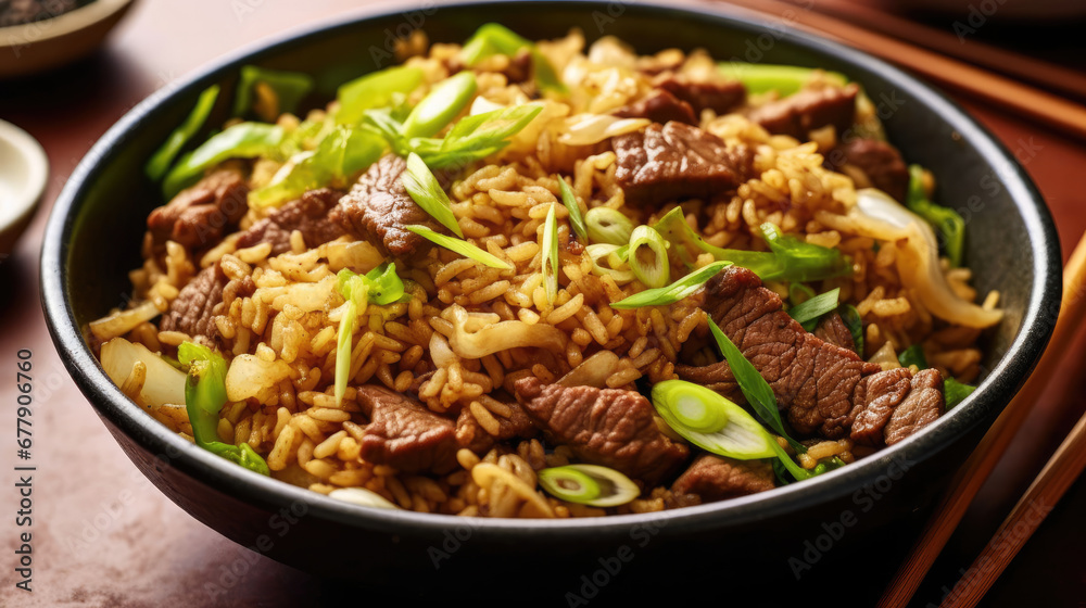 Beef And Cabbage Fried Rice Natural Color, Background For Banner, HD
